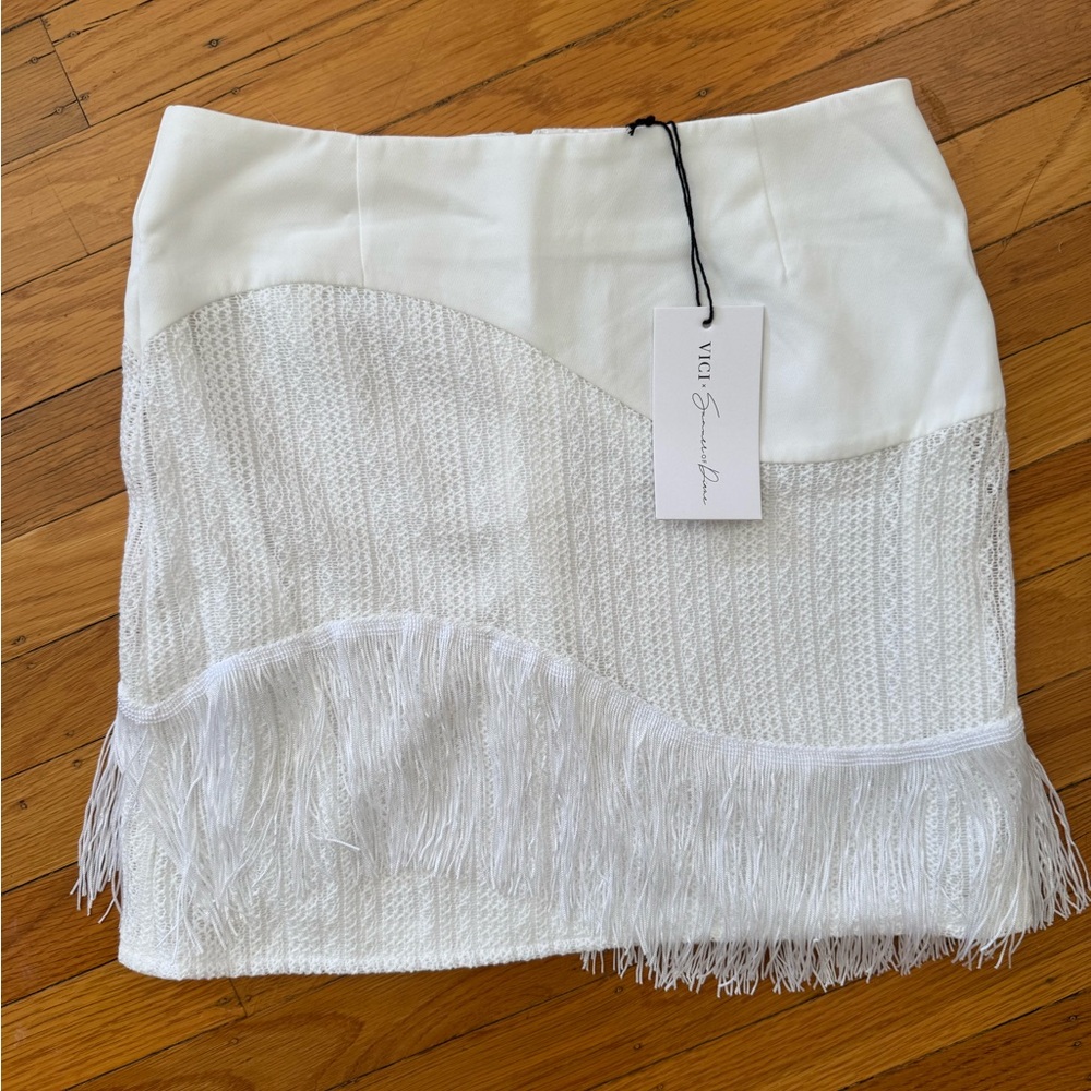Vici White Fringe Skirt